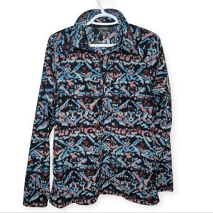 Eddie  Bauer Blue Quest Quarter Zip Fleece Top Tribal Print Pink Printed Tall L